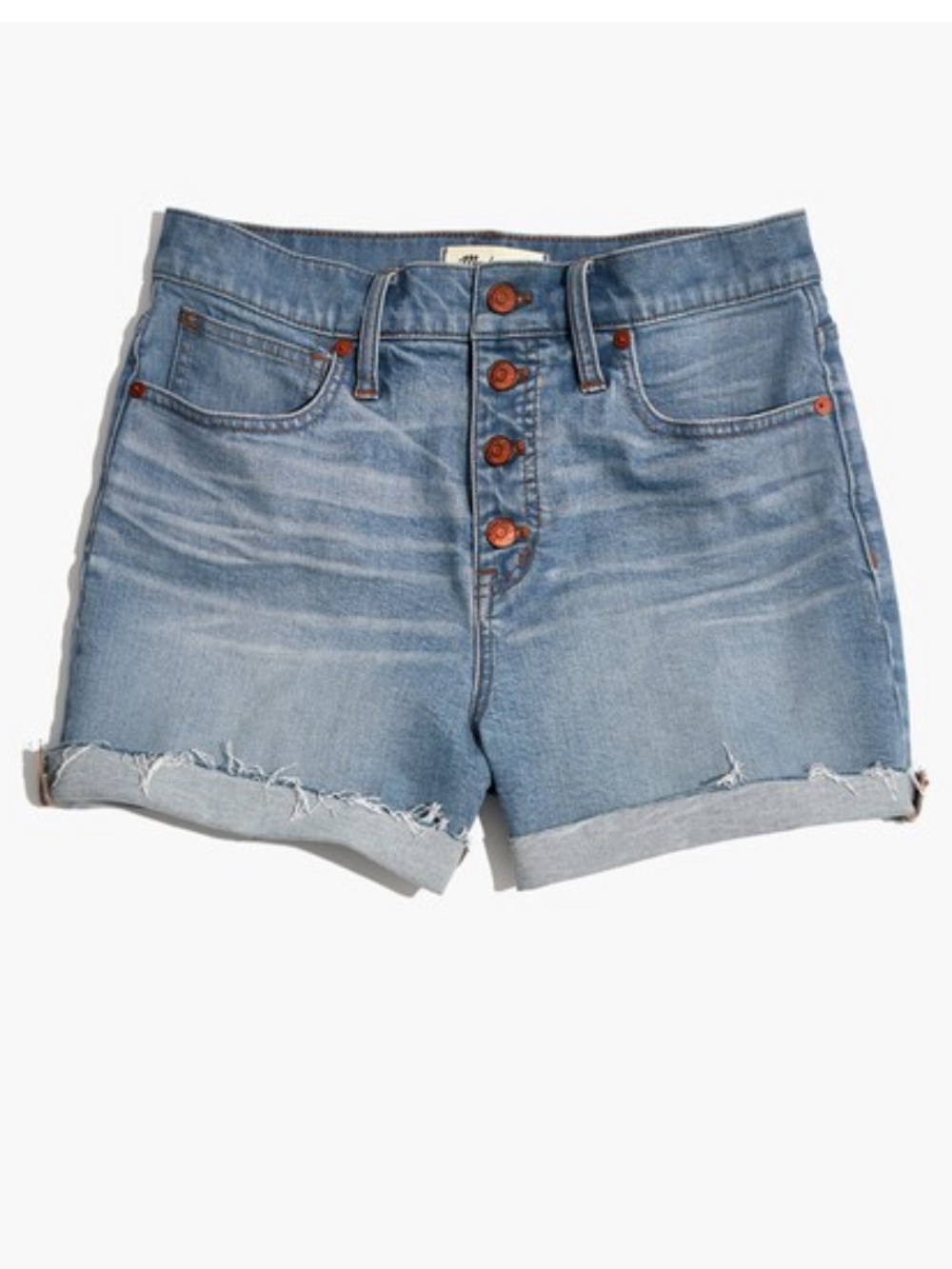 NEW MADEWELL High Rise Denim Shorts Button Front Edition Size 27 - Picture 3 of 11